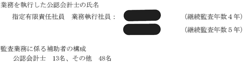 有価証券報告書の会計監査の状況