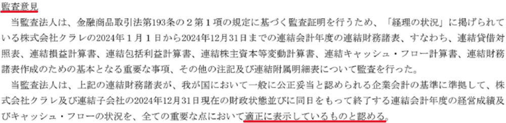 無限定適正意見の監査報告書の例